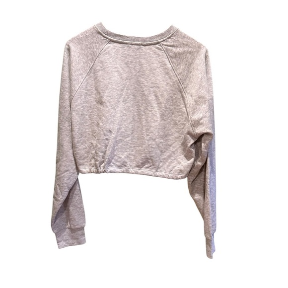 Bershka Womens Grey Cropped Sweatshirt with Stopper Drawstring Waist "SF Cali" L - Picture 7 of 12